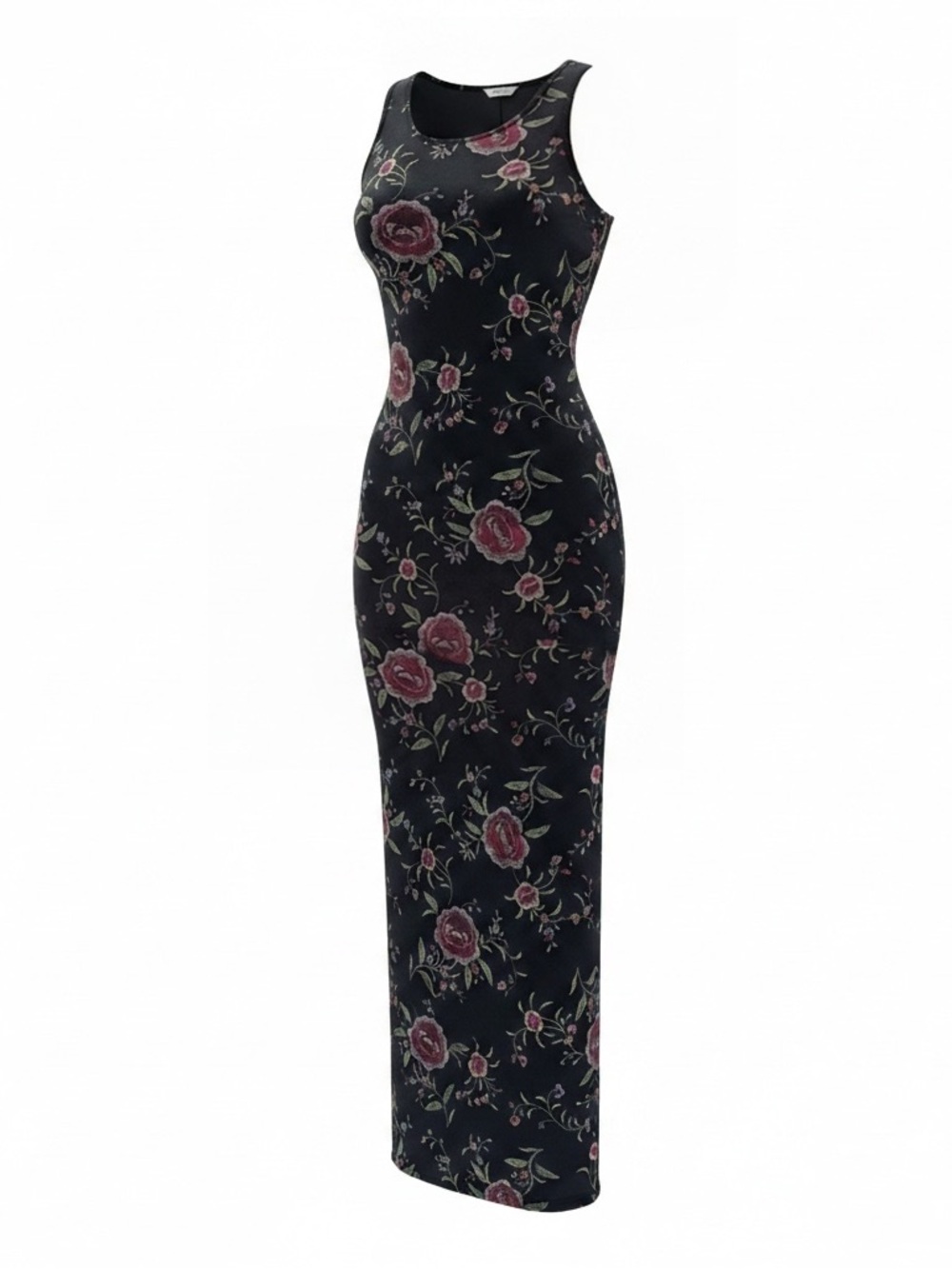 Vintage Velvet Black Floral Maxi Dress
